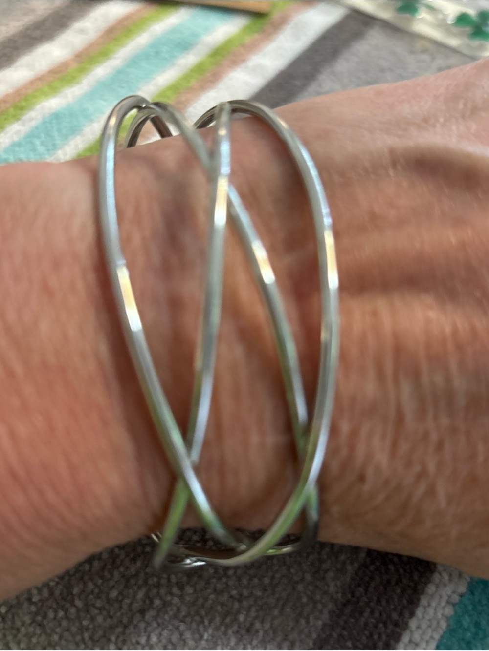 Multi-Loop Twist Bangle Bracelet in Silver